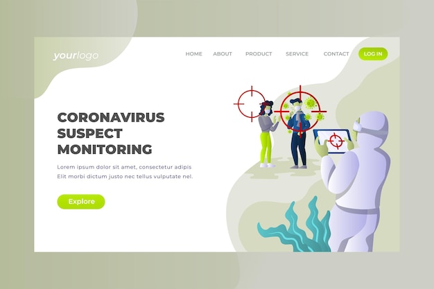 Мониторинг подозреваемых в коронавирусе - Vector Landing Page