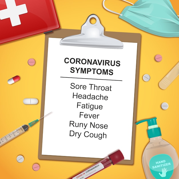 Coronavirus-symptomen met medische elementen