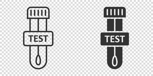 Иконка теста на коронавирус в плоском стиле векторная иллюстрация covid19 на изолированном фоне Медицинская диагностическая вывеска Бизнес-концепция