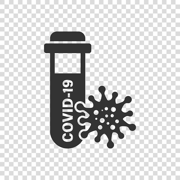 Iconica di test del coronavirus in stile piatto illustrazione del vettore covid19 su sfondo isolato segno diagnostico medico concetto di business