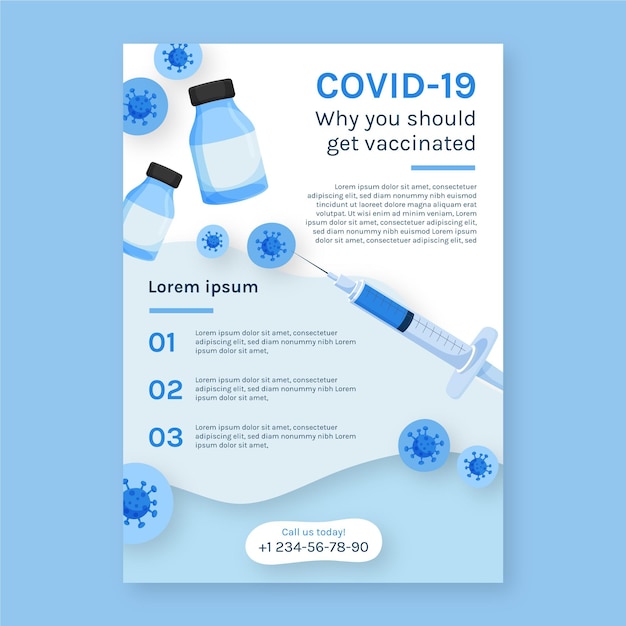 Vector coronavirus vaccination informative brochure template