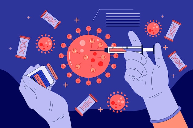 Vector coronavirus vaccine concept illustration