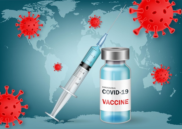 Coronavirus vaccine. syringe and vaccine