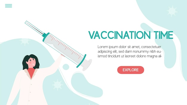 Vector coronavirus vaccine web template