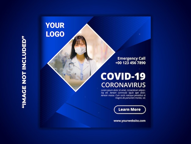 Vettore modello di post sui social media di avviso di coronavirus