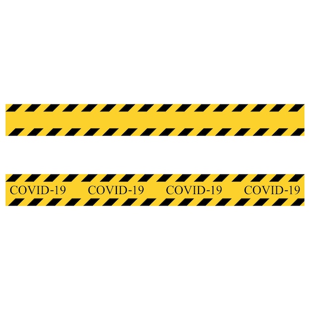 Coronavirus warning stripe Yellow and black set stripes Barricade construction tape