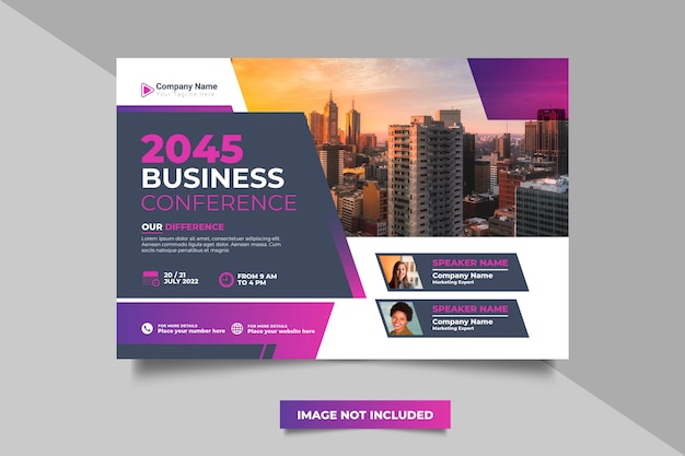 corporate Abstract business conference flyer or horizontal flyer and invitation banner live webinar