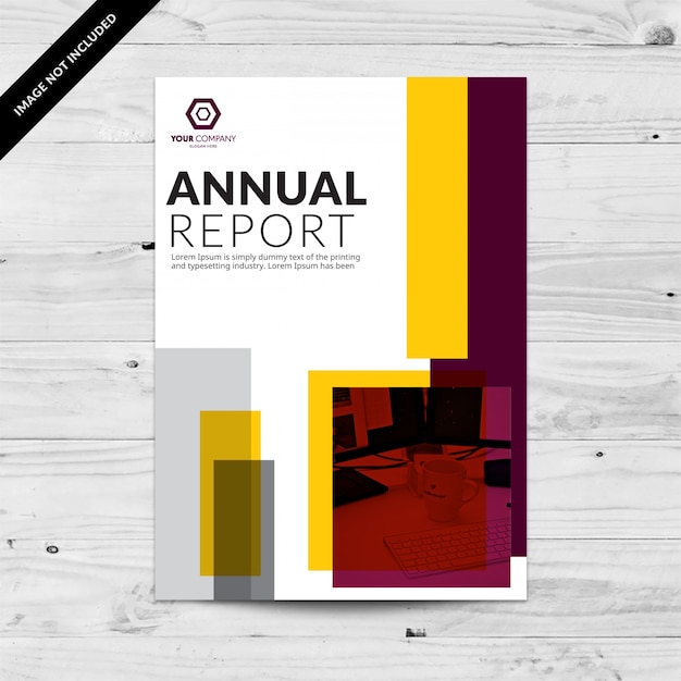 Corporate annual report design template with multicolored rectangles