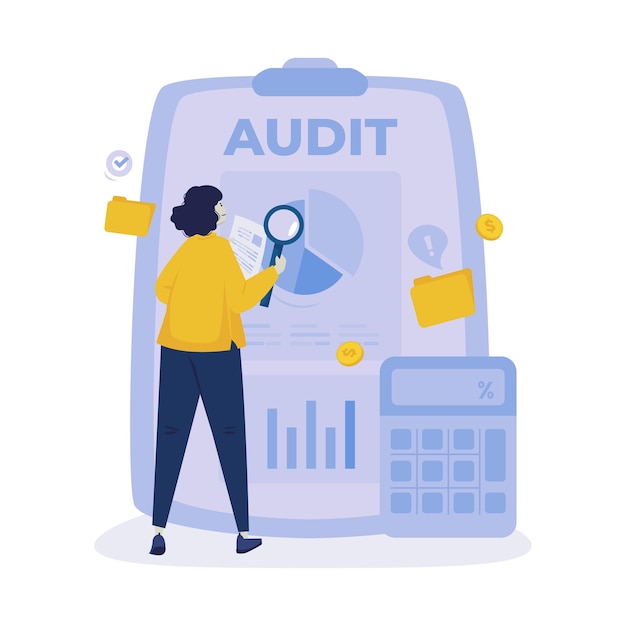 Vector corporate audit data research flat illustratie ontwerp