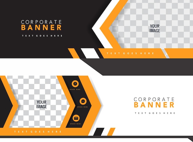 Vector corporate banner templates elegant checkered arrow decor