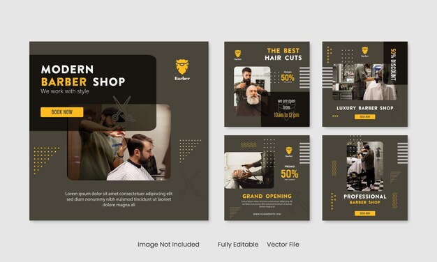 ベクトル 企業の理髪店のソーシャルメディアのインスタグラムの投稿