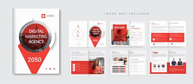 Corporate bedrijfsprofiel brochure sjabloonontwerp rode kleur vorm zakelijke brochure