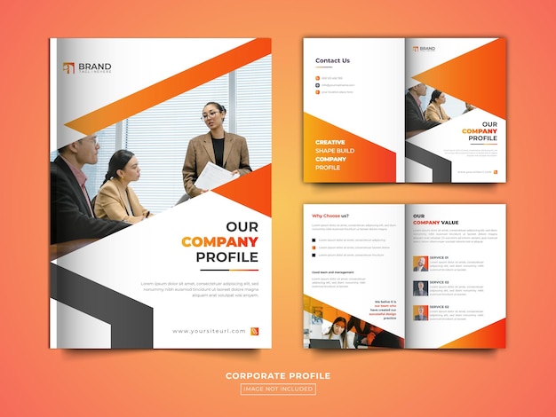 Corporate bedrijfsprofiel tweevoudig brochure sjabloonontwerp