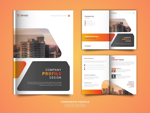 Corporate bedrijfsprofiel tweevoudig brochure sjabloonontwerp