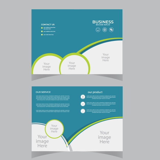 Corporate bi fold business brochure design template in a4 format Premium Vector