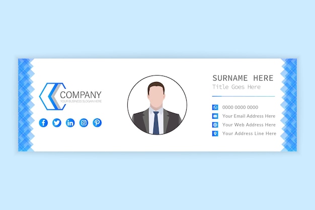 Corporate blue official paper document email signature template