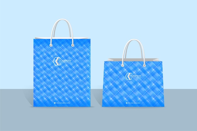 Корпоративный синий официальный бумажный шаблон сумки для покупок
