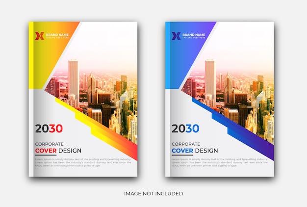 Corporate blue and orange book cover design template set