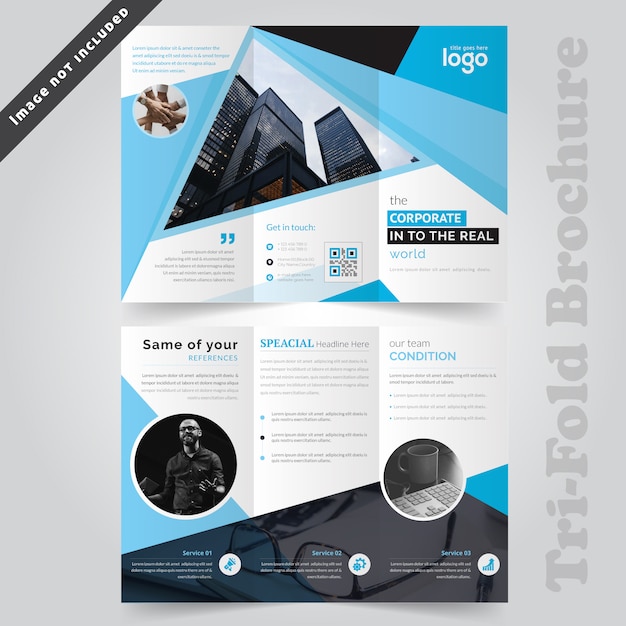 Corporate blue trifold brochure design