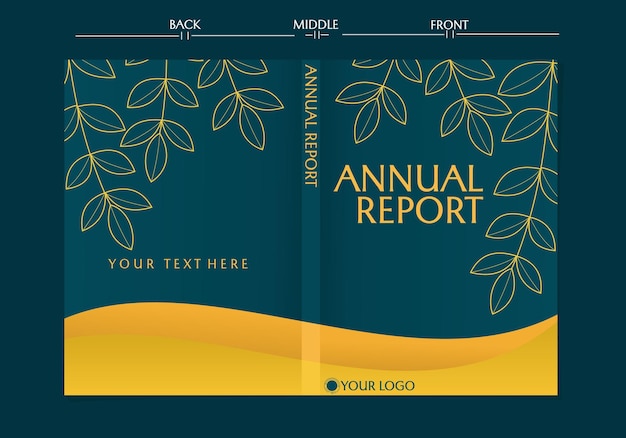 Corporate Book Cover Design Template in A4. design with botanical elements. can use to annual book