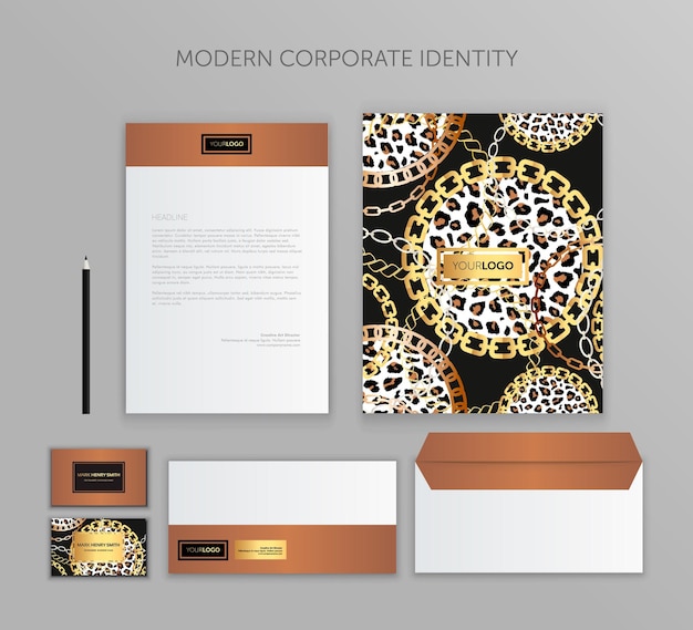 Corporate Brand Identity set Set of envelope card folder etc Vector illustration