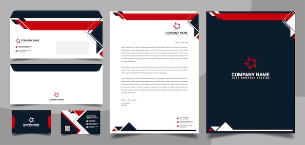 Vector corporate brand identity stationary letterhead business card envelope cover design template