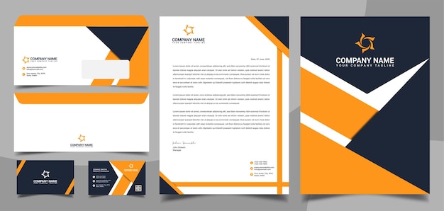 Vector corporate brand identity stationary letterhead business card envelope cover design template