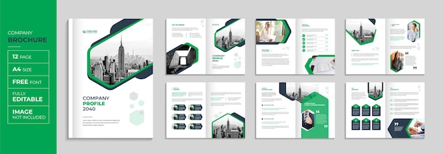 会社案内パンフレットと会社概要の年次報告書の表紙デザイン テンプレート セット
