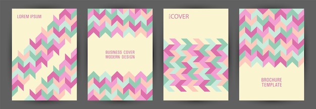 Набор шаблонов первой страницы корпоративной брошюры А4, дизайн в стиле модерн, красочный набор макетов брошюр