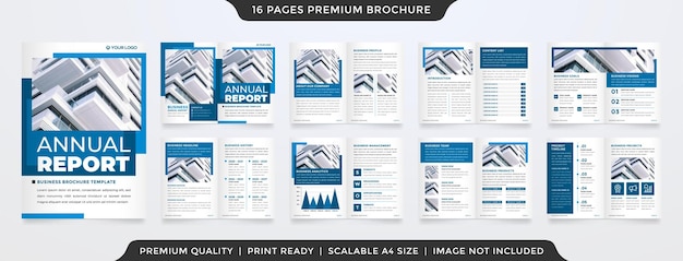 비즈니스 포트폴리오에 미니멀한 스타일을 사용하는 기업 브로셔 템플릿
