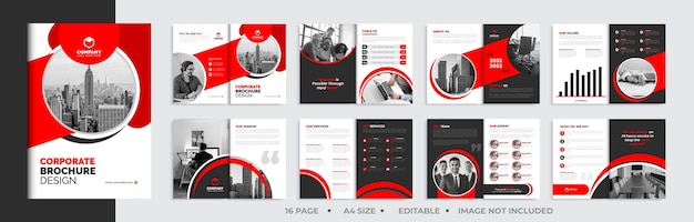 Vector corporate business 16page brochure template design