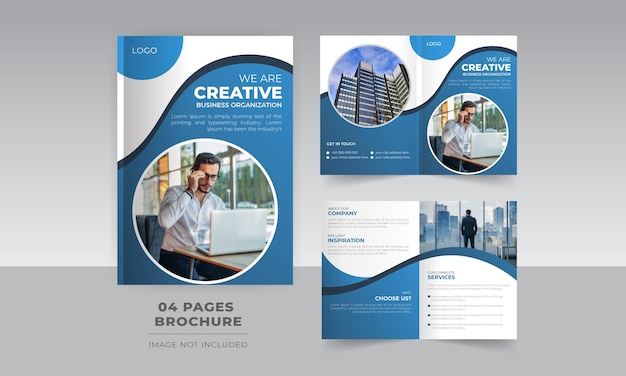 Corporate Business 4 Pagina klaar om bi-fold brochure sjabloonontwerp af te drukken