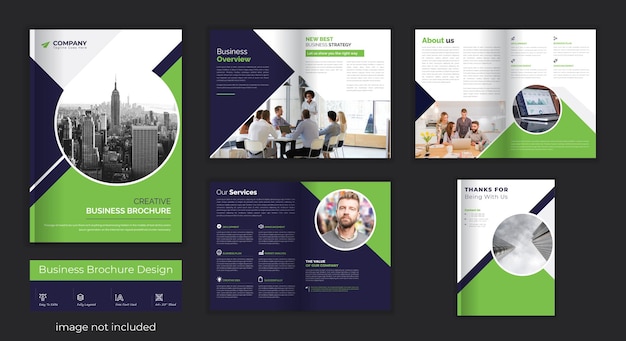 Вектор Корпоративный бизнес дизайн брошюры на 8 страницах