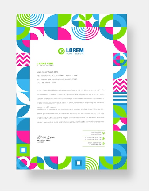 Vector corporate business abstract style geometric shape pattern letterhead design template