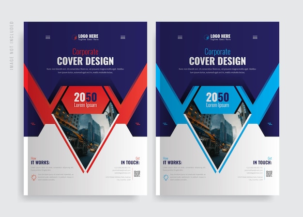 Corporate business annual report book cover template set premium vector