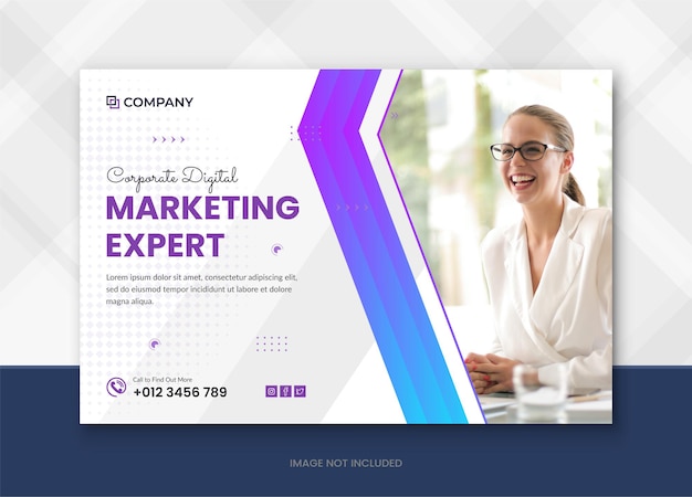 Corporate business banner or horizontal banner for social media post template and instagram post