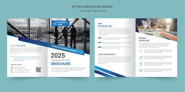 Corporate business bi fold brochure design Premium Vector