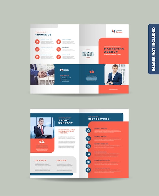 Vector corporate business bi-fold brochure design template