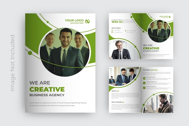 Corporate business bi fold brochure template design
