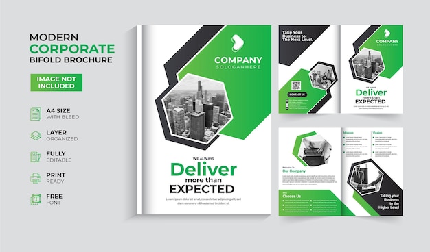 Vector corporate business bi fold brochure template