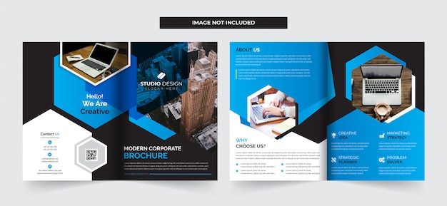 Vector corporate business bi-fold brochure template