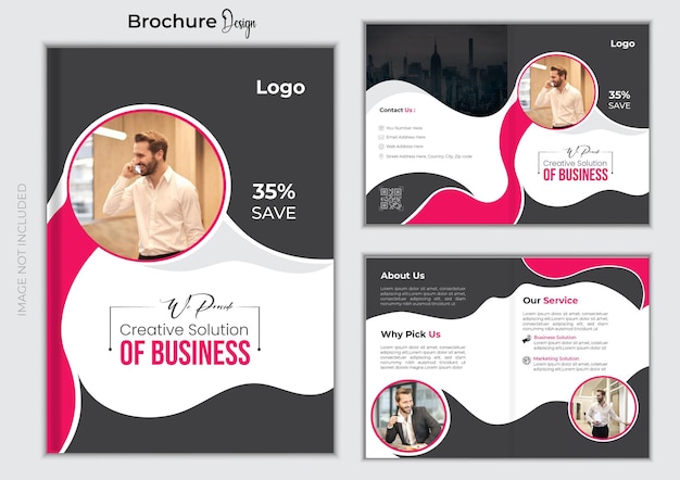 Vector corporate business bi folder brochure design