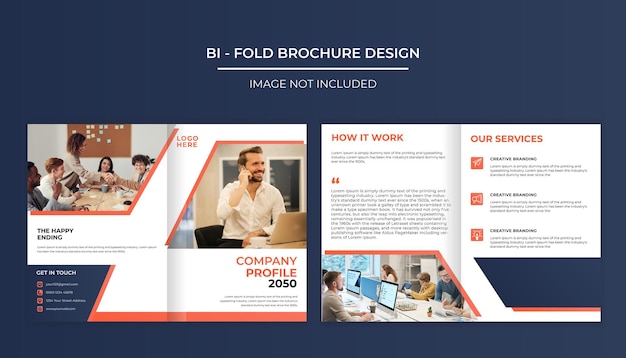 Corporate business bifold brochure design template