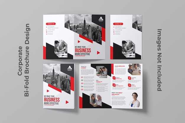 Corporate business bifold brochure design template