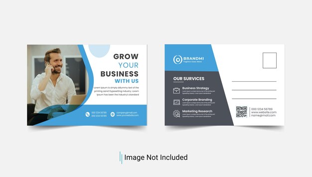 corporate business blue postcard template premium vector