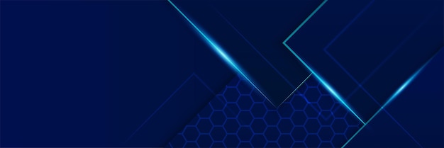 Corporate business blue wide banner design background Abstract modern 3d banner design with dark blue technology geometric background Vector illustration