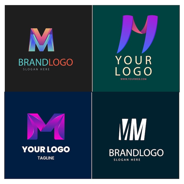 Corporate business brand company marketing logo design elegant label and badge design vector logo m