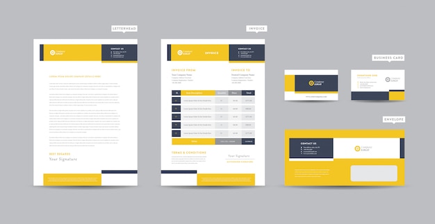Корпоративный бизнес брендинг идентичность | стационарный дизайн | фирменный бланк | визитная карточка | счет-фактура | конверт | startup design