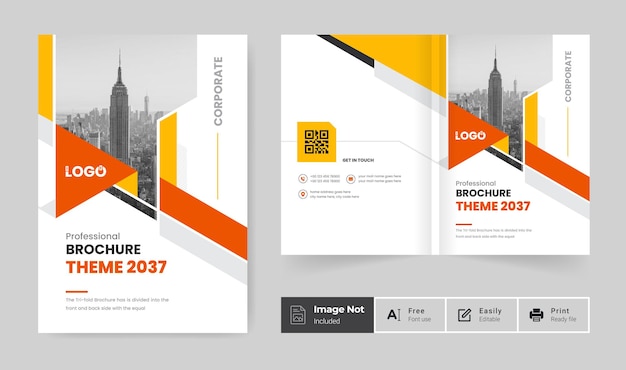 corporate business brochure cover design template or bi fold company profile annual report theme