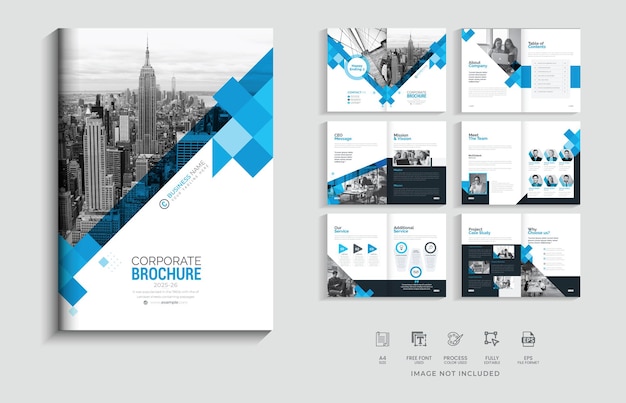 Design del modello di brochure aziendale, copertina del layout del modello del profilo aziendale minimalista